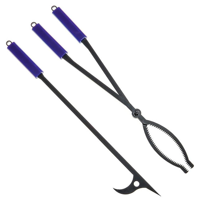 Heavy Duty Fire Tongs Set, 28 inch Fire Poker and Log Grabber Set for Fireplace and Camping Fire Pit Use, Portable Rustproof Safely Firewood Tools