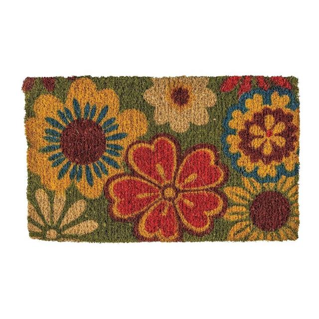 NoTrax, Summer Flowers, Handmade Natural Coir Doormat, Entry Mat for Indoor or Outdoor Use, 18"x30", C11 (C11S1830SF)