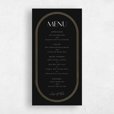 Black Wedding Menu - Tatum Foil