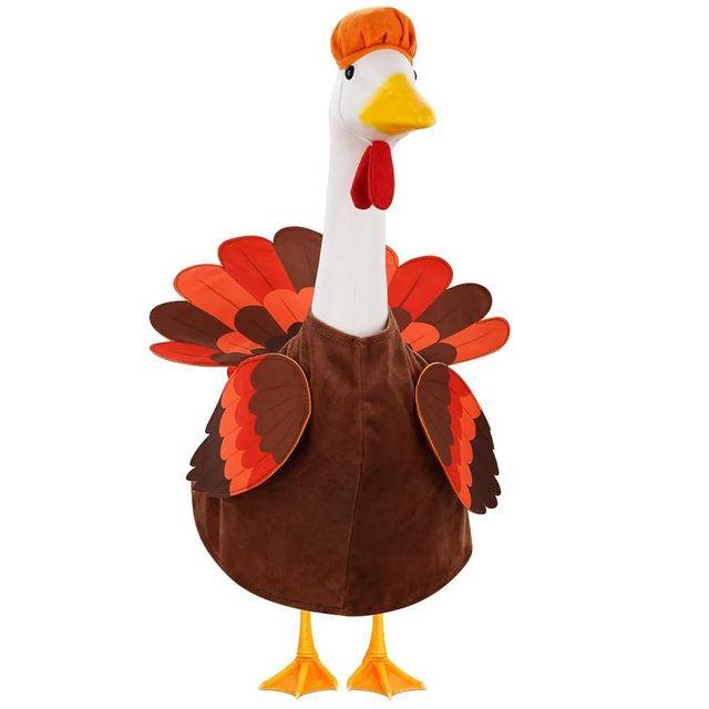 Aymolas Thanksgiving Turkey Goose Outfit Porch Goose Outfits Yard Goose Clothes Silly Lawn Goose Costume for 23'' Porch Goose Duck Decorations