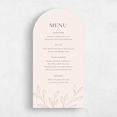 Beige Arch Wedding Menu - Cassis