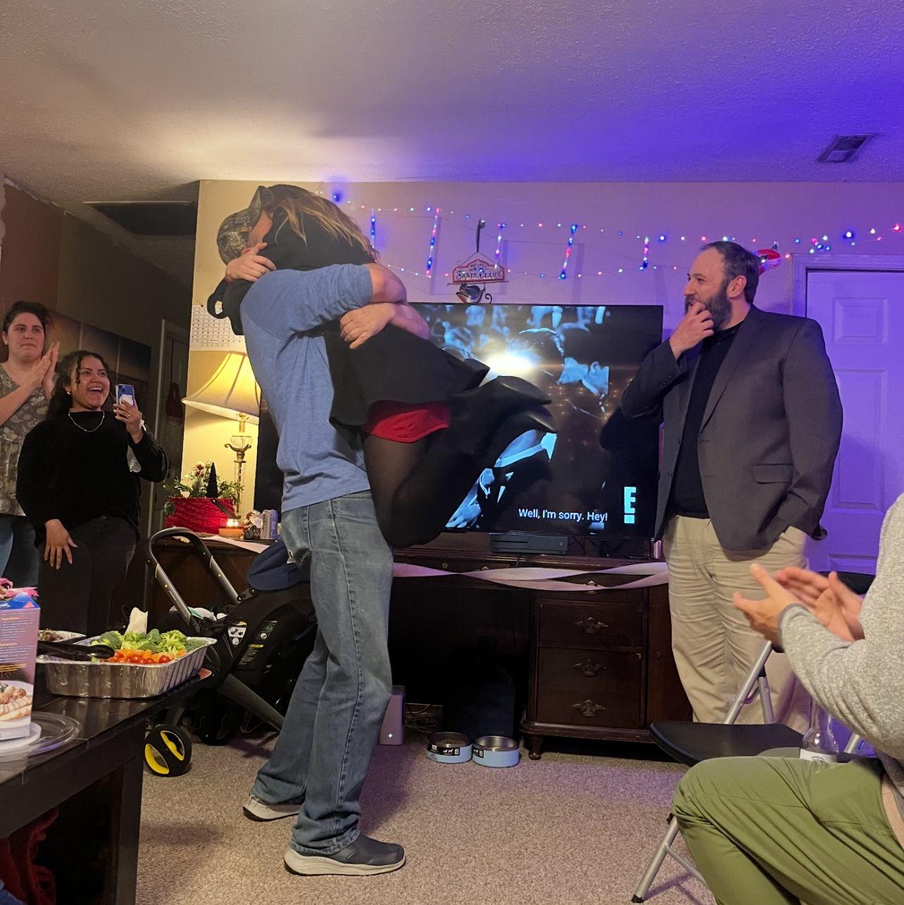 The night we got engaged!! Dad giving the biggest hug!!! December 22nd 2024