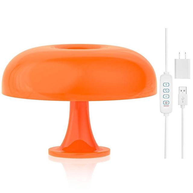 UEHICT Orange Mushroom Lamp, Dimmable Mushroom Table Lamp with 3 Lighting Modes, 70s Retro Lamp Mid Century Modern Lamp Mushroom Shaped Donut Lamp for Bedroom, Cool Home Decor Aesthetic Lamp (Orange)