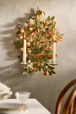 Tulip Iron Taper Holder Wall Sconce