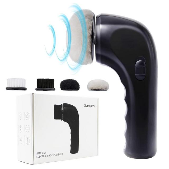 Electric Shoe Shine Kit, Sansent Electric Shoe Polisher Brush Shoe Shiner Dust Cleaner Portable Leather Care Kit for Shoes (Black, M)