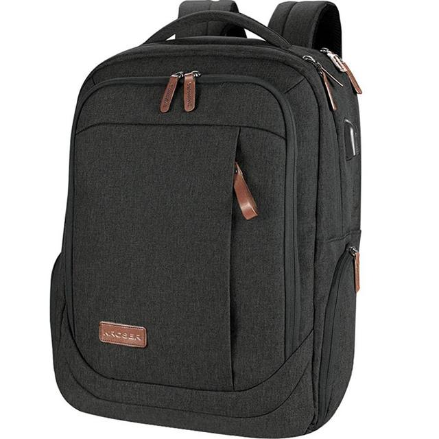 KROSER Laptop Backpack Large Computer Backpack Fits up to 17.3 Inch Laptop with USB Charging Port Water-Repellent School Travel Backpack Casual Daypack for Business/College/Women/Men-Charcoal Black