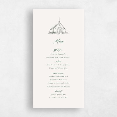 Forest, Green Wedding Menu - Chapel