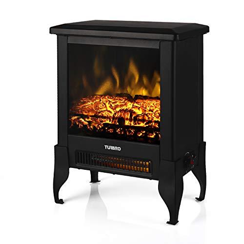 TURBRO Suburbs TS17 Compact Electric Fireplace Heater, Freestanding Stove Heater with Realistic Flame - CSA Certified - Overheating Safety Protection - for Small Spaces - 17" 1400W