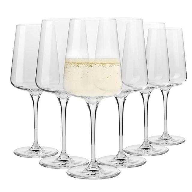 Krosno white and sparkling wine glasses | 6 pieces set | Elegant | Crystal Glass | Lead-free glass | Perfect for Homes, Restaurants and Receptions | Can be washed in a dishwasher