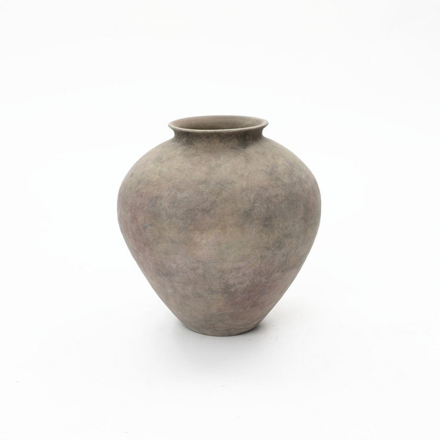 LuxenHome Rustic Ceramic Vase, 10.2" Tall Terracotta Pot with Earthy Gray-Brown Finish, Handcrafted