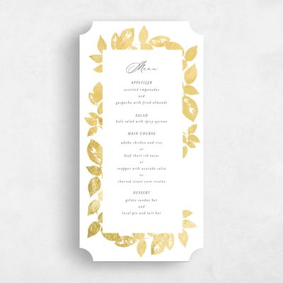 White Ticket Wedding Menu - Jasmine Foil
