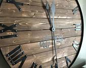 24" Large Farmhouse Wooden Wall Clock...