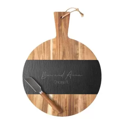 Round Acacia Slate Charcuterie Board