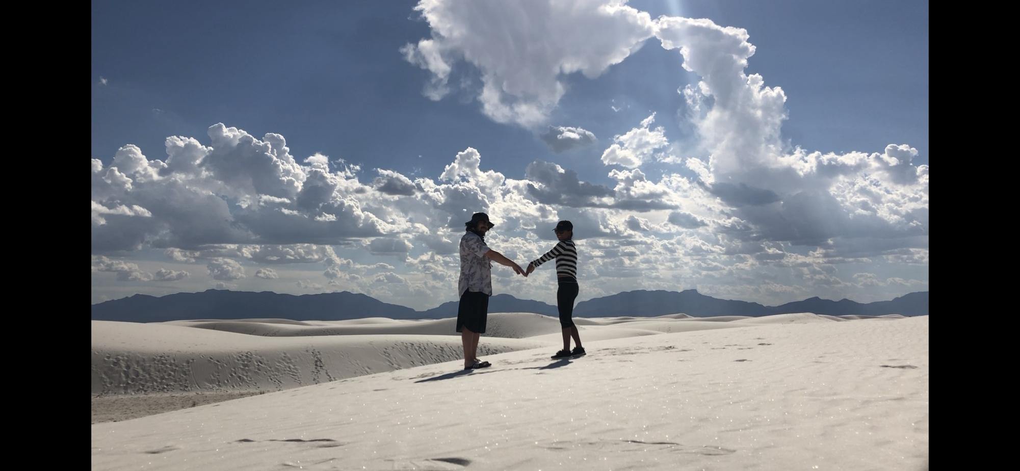 Making an M in White Sands National Park