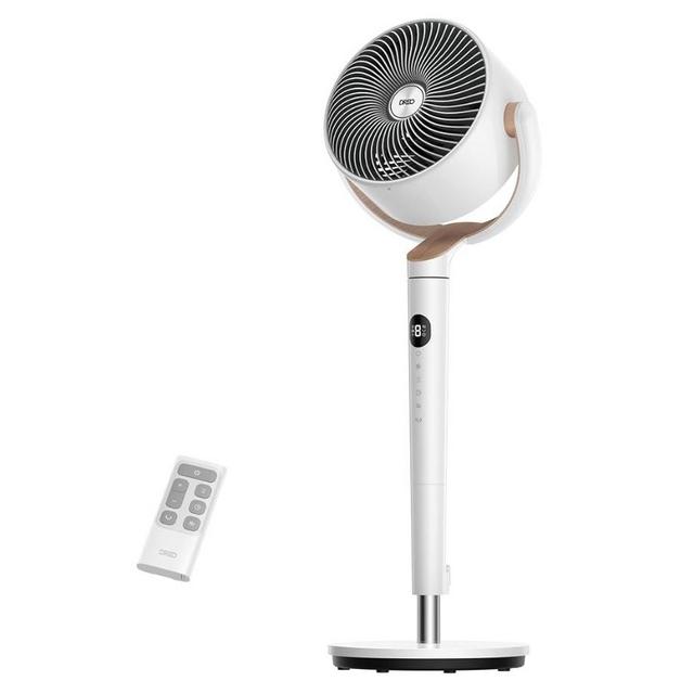 Dreo Fan for Bedroom, 120° Oscillating Standing Fan, Quiet Floor Fan with DC Motor, Pedestal Fan for Room, 8 Speeds, 3 modes, 20dB, 120° Manual Vertical, 35-40" Adjustable Height, 8H Timer, White