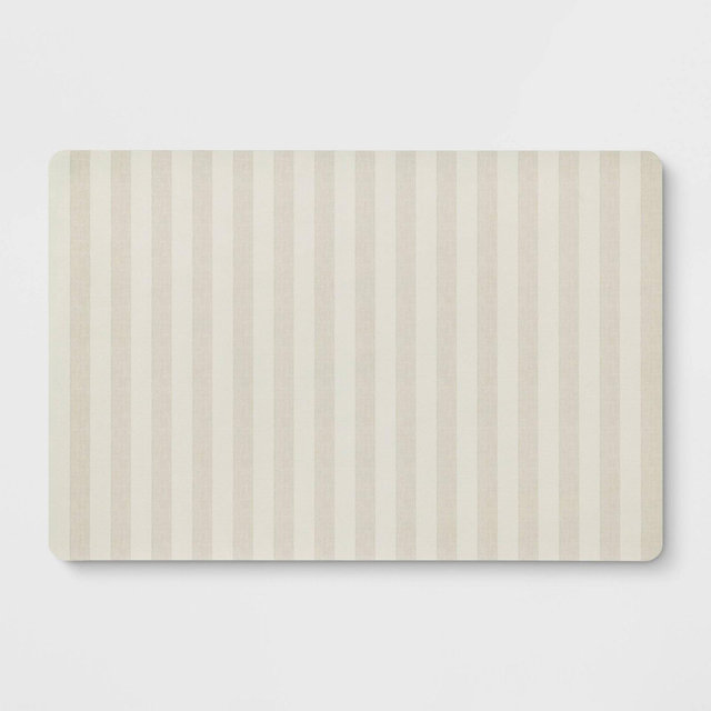 1'8"x2'6" Low Profile Kitchen Mat Oatmeal Striped - Room Essentials™