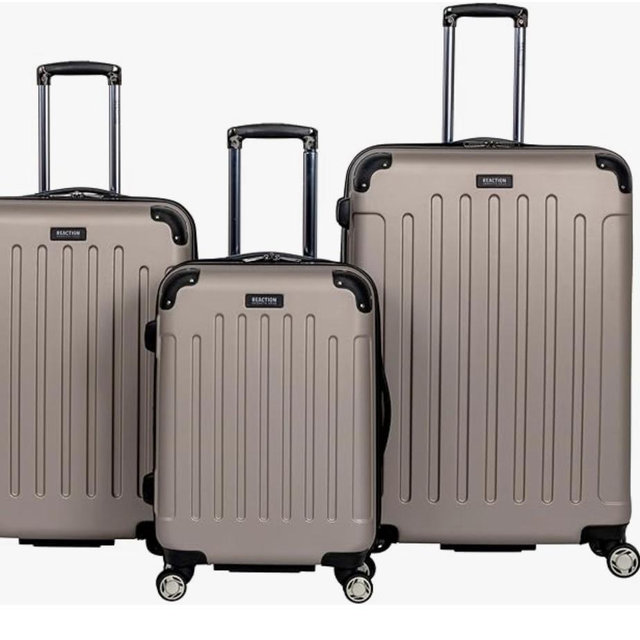 Kenneth Cole REACTION Renegade Luggage Expandable 8-Wheel Spinner Lightweight Hardside Suitcase, Champagne, 3-Piece Set (20"/24"/28")