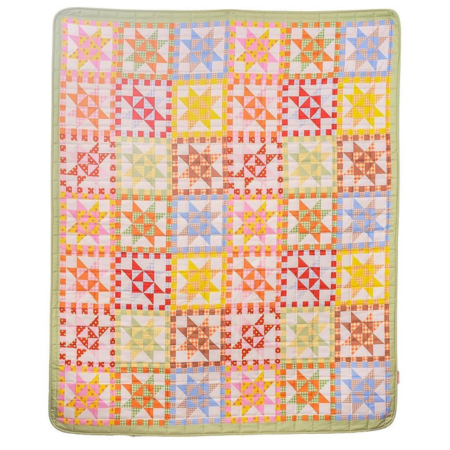 ban.do Retro 50" x 60" Quilted Blanket for Couch/Bed/Picnic, Vintage Inspired Throw, Patchwork