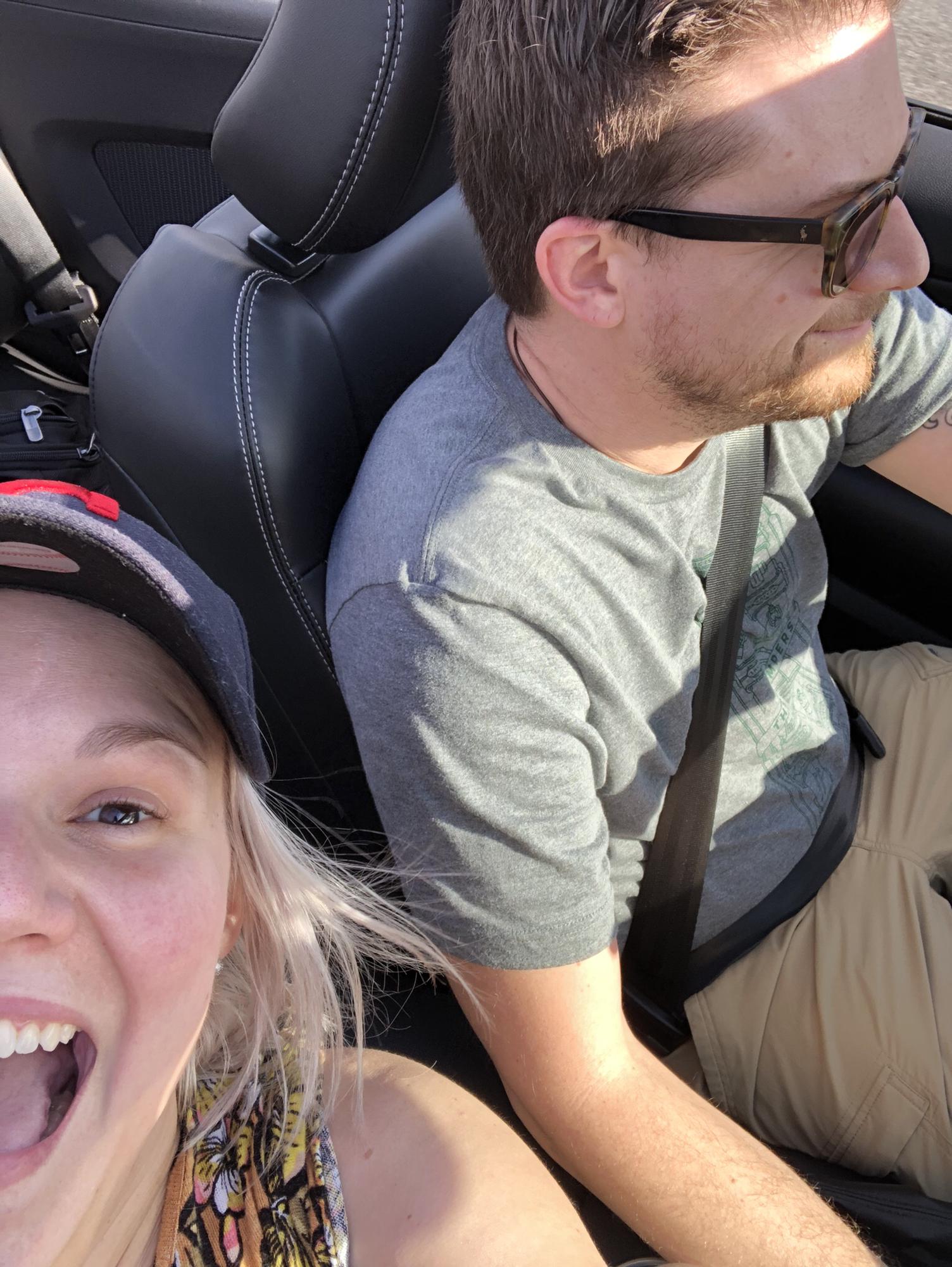 In said convertible in Florida. We were those out-of-towners with the top down in rainy weather.