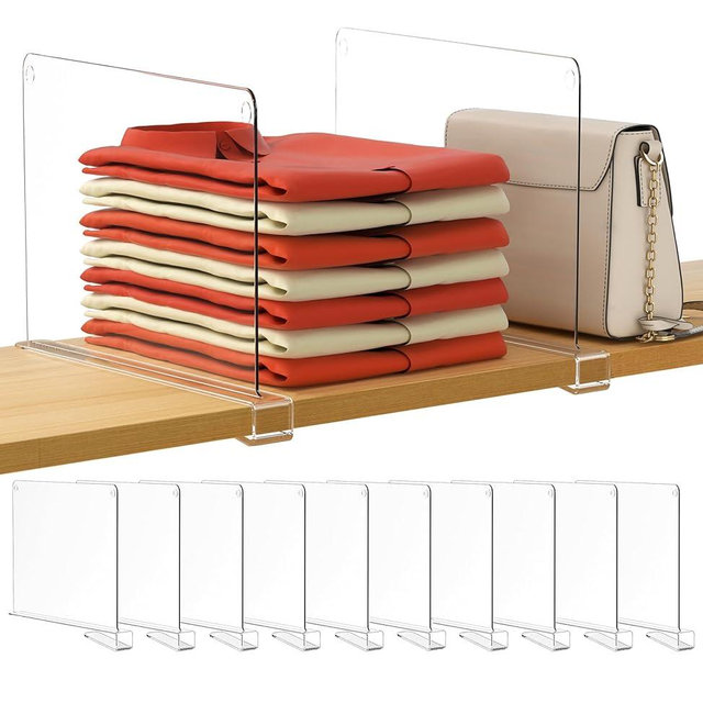 HBlife Clear 12 Inches Tall [Extra Tall Version] Acrylic Shelf Dividers for Closet Organization 10PCS Closet Shelf Divider Closet Dividers for Shelves Shelf Organizer for Closet Shelf Organizer