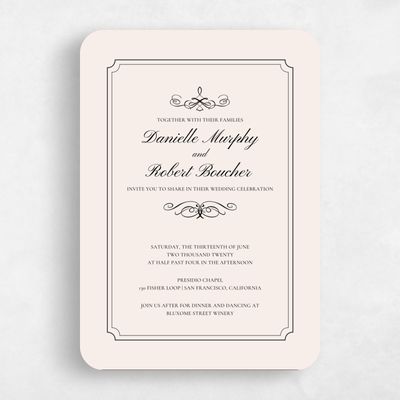 Beige Rounded Wedding Invitation - Malta Type