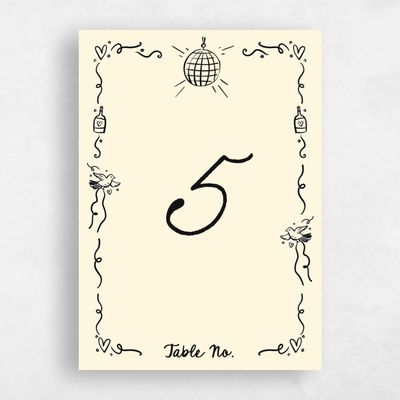 Cream, Beige Wedding Table Number - Gilda