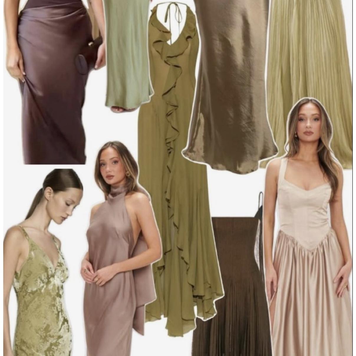 Some dress ideas, longer, solid color or minimal dainty pattern. No pastels or bright colors. Muted earth tones.