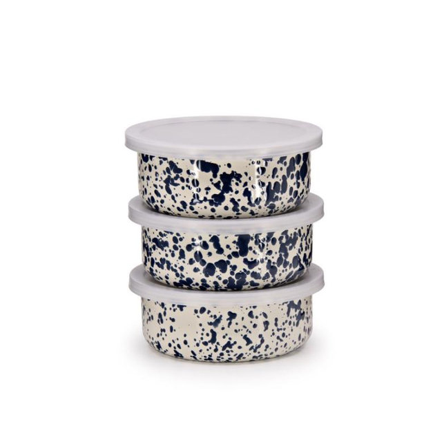 Splatter 3 Piece Storage Bowl Set - Navy and Cream Splatter