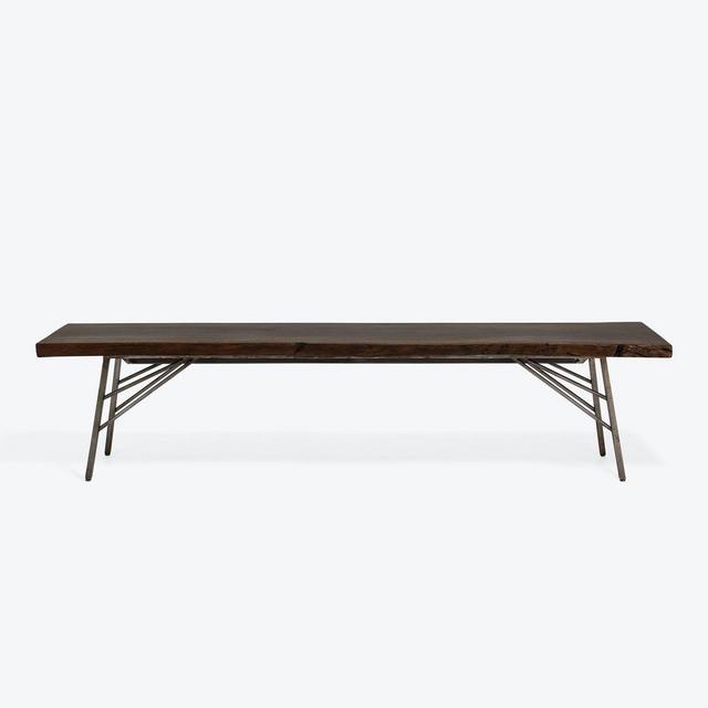 Viento Ray Dark Reclaimed Wood Bench Black