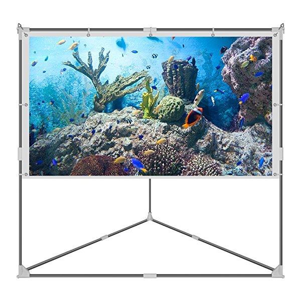 JaeilPLM 100-Inch Wrinkle-Free Portable Outdoor Projection Screen + Setup Stand + Transportable Bag Full Set