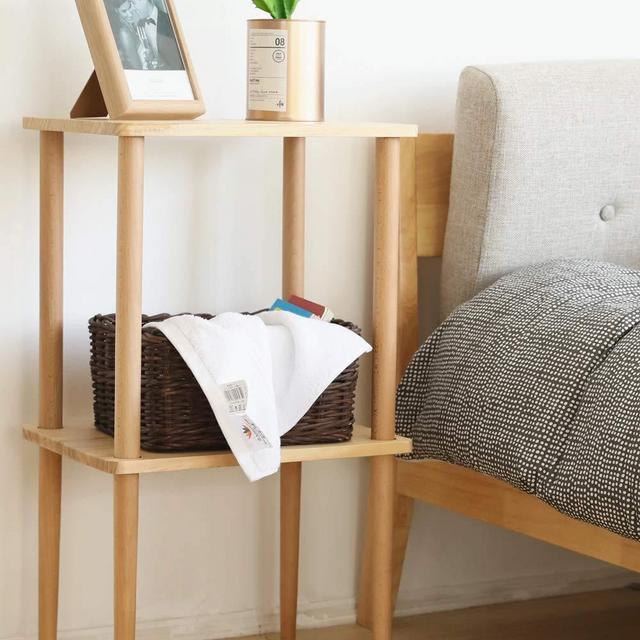EXILOT Solid Wood Nightstand Tall Side Table End Table Bedside Table for Living Room Bedroom No-Tool Assembly