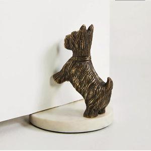 Scottie Doorstop - Antique Brass, One Size