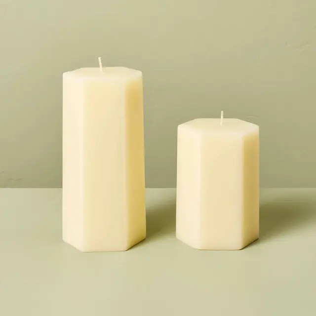 2ct Citronella 3x3/3x6 Hexagonal Pillar Candles Ivory - Hearth & Hand™ with Magnolia