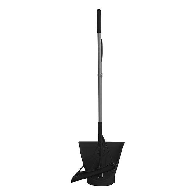 Broombi and Dustpan Set - All-Surface Silicone Broom & Squeegee for Indoor Cleaning - Sweeps Glass, Dust, Removes Pet Hair, Liquids - Smooth Floors, Rugs, Windows - One-Click Smart Dustpan (Black)