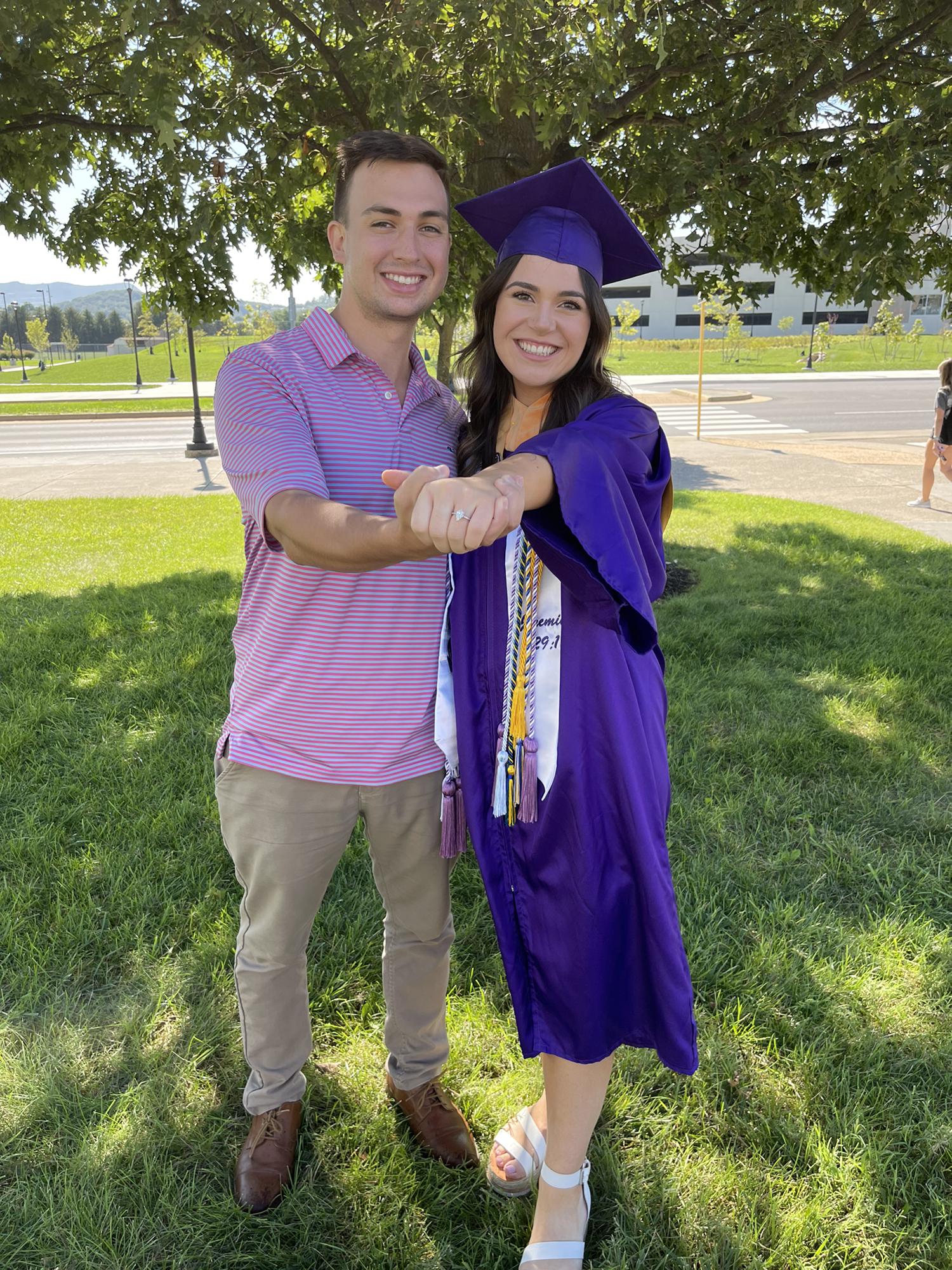 Last time she was at school her finger looked a lot different! Caroline's delayed college gradutation from James Madison University.