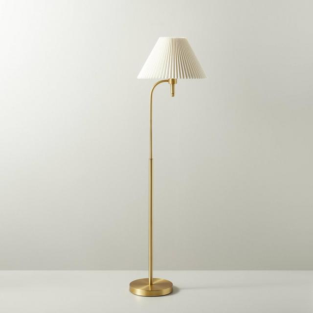 Pleated Shade Metal Floor Lamp Cream/Brass - Hearth & Hand™ with Magnolia