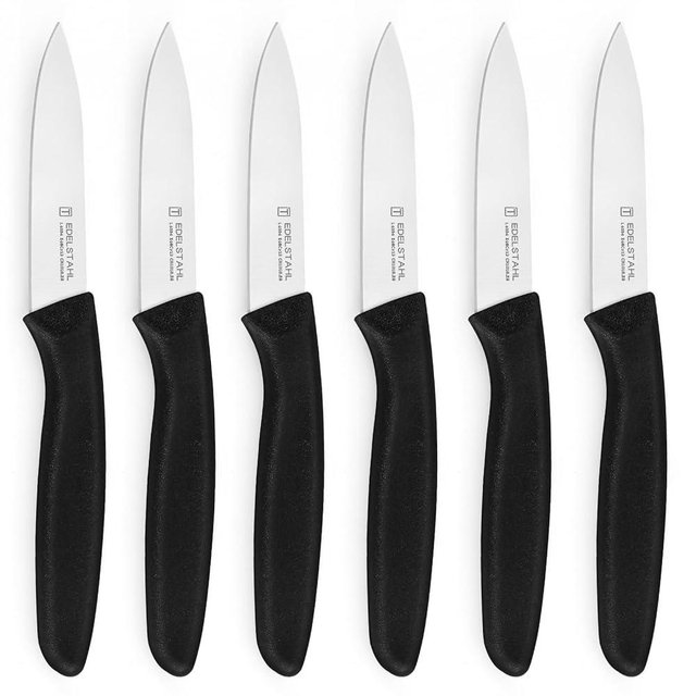 targzier Paring Knife Set of 6,Premium Paring Knives,Stainless Steel Vegetable&Fruit Knife,Sharp Small Knife Set,Straight Edge Paring Knives Set,PP Plastic Handle Cutting Knifes,Black,Peeling Knives