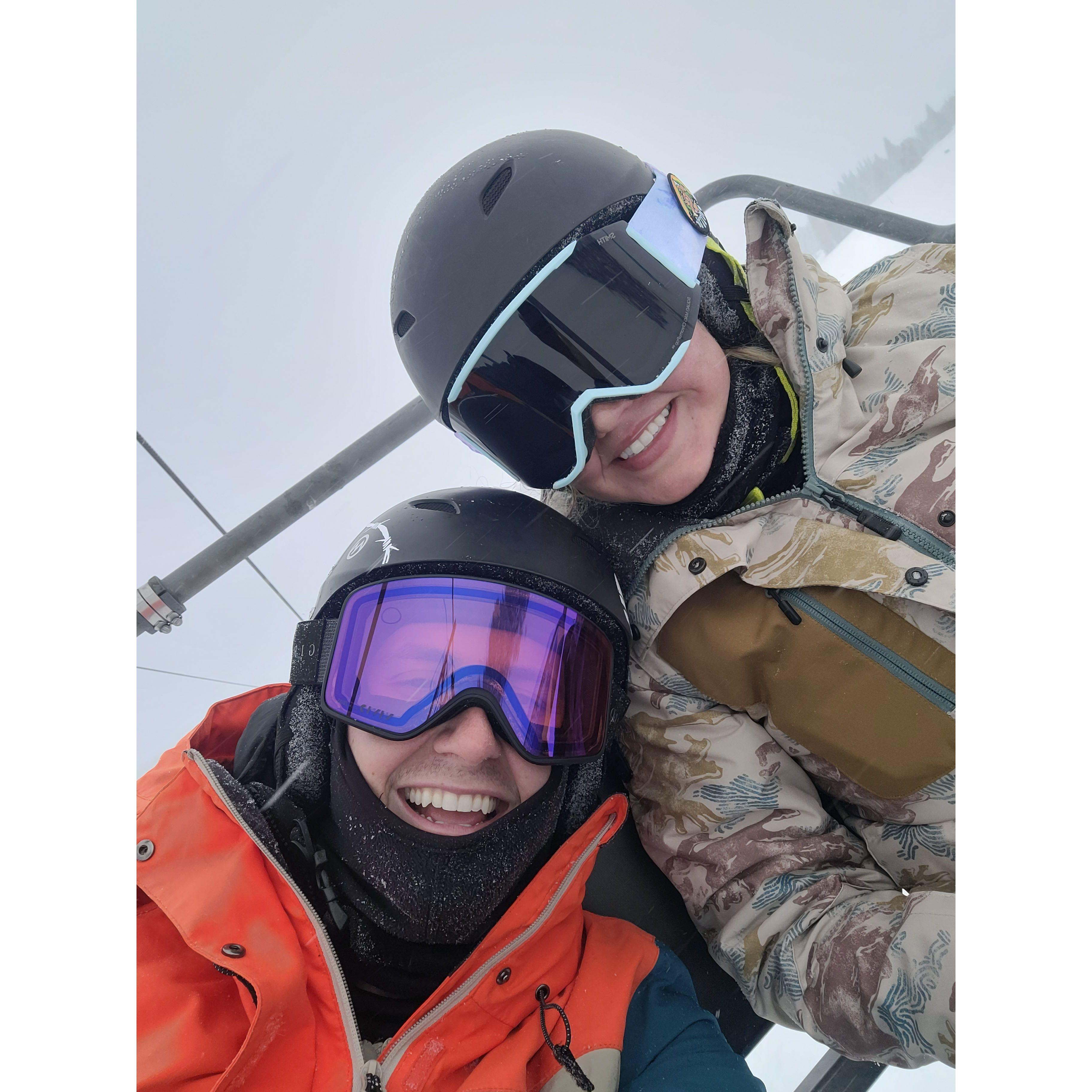 T-minus 2 minutes before we slid our way down a green slope.