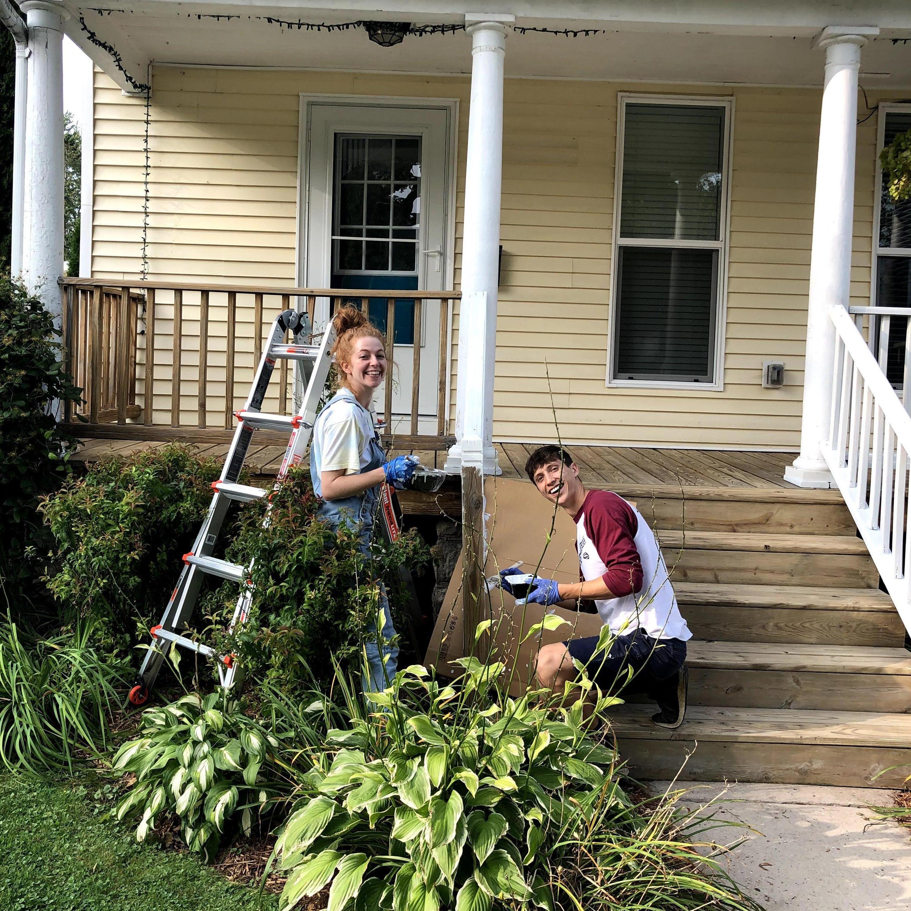 Working on refinishing the porch