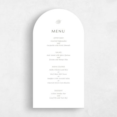 White Arch Wedding Menu - Morelos