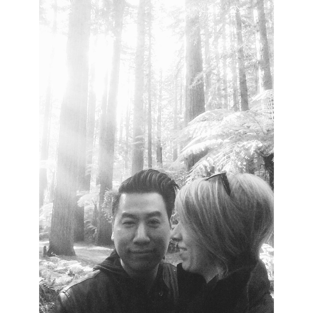 The Redhead & the Korean Kiwi in the NZ Redwoods (June 2017)