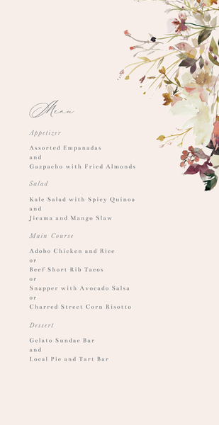 Ciliegio | Linen | Zola Wedding Menus