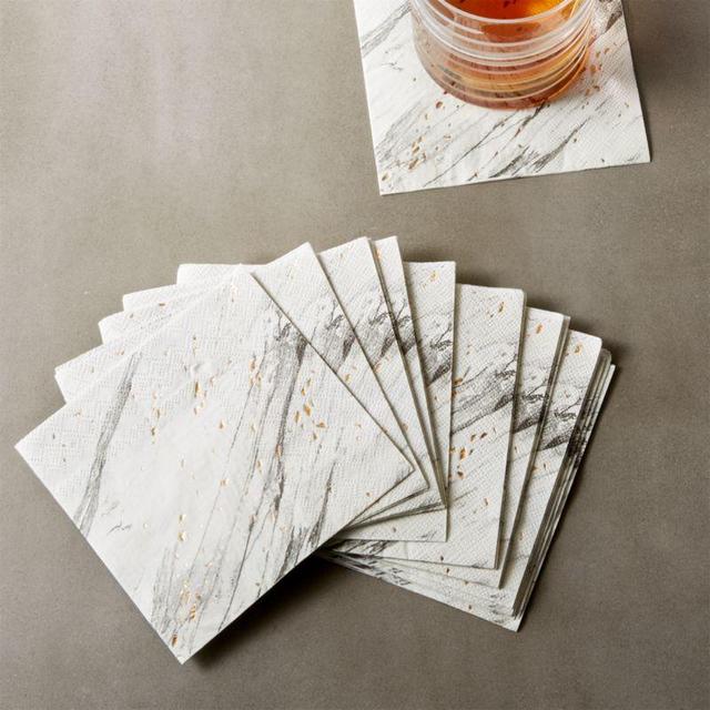 Blanc White Marble Paper Cocktail Napkins