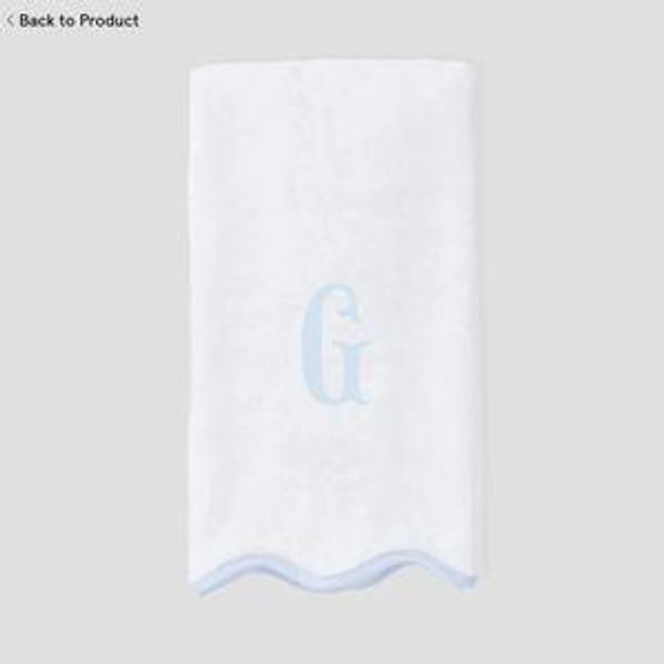 Monogrammed Scallop Hand Towels in Light Blue / White (pair)
