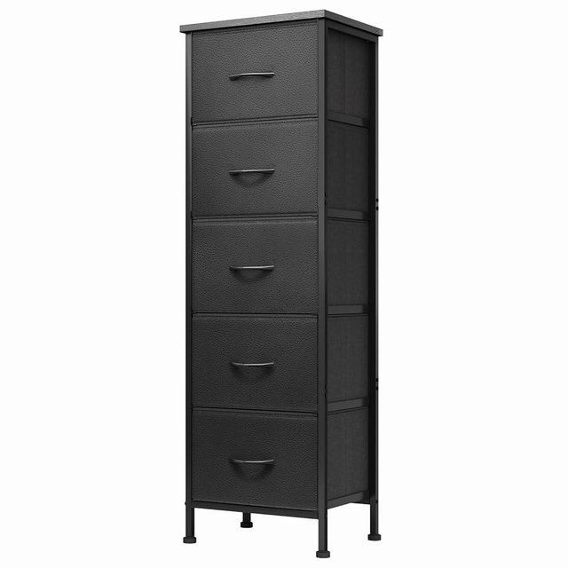 Fixwal Black Tall Dresser for Bedroom, Closet Organizers and Storage Tall Fabric Dresser for Closet, Drawer Organizer with 5 Drawers, Bedroom Furniture
