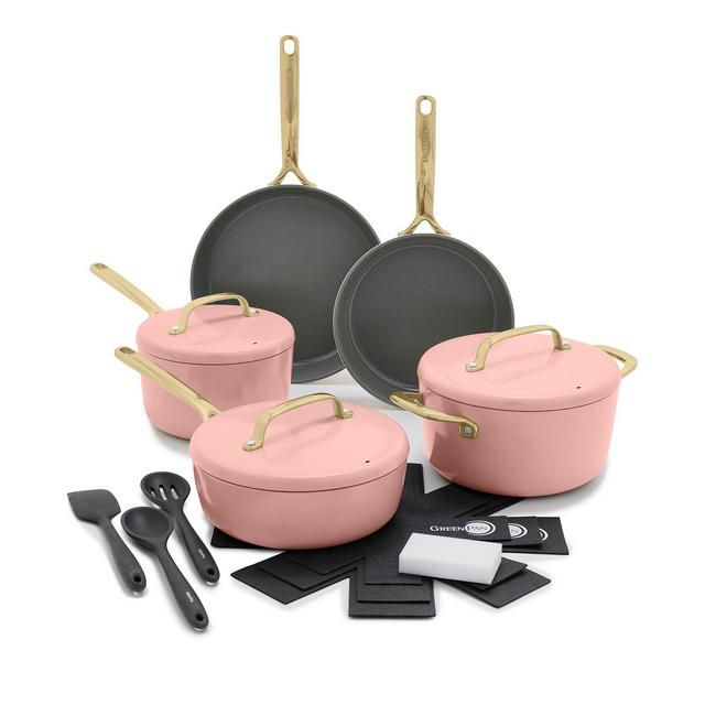 GreenPan GP5 Champagne 8 Piece Ceramic Non-Stick Cookware Set with 3-Piece Utensil Set - Exclusive
