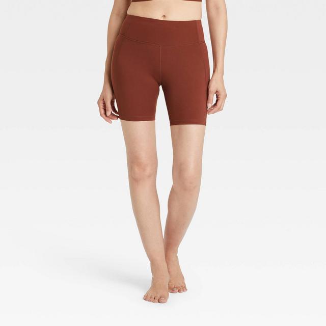 Women's Contour High-Rise Bike Shorts 7" - All in Motion™ Russet S