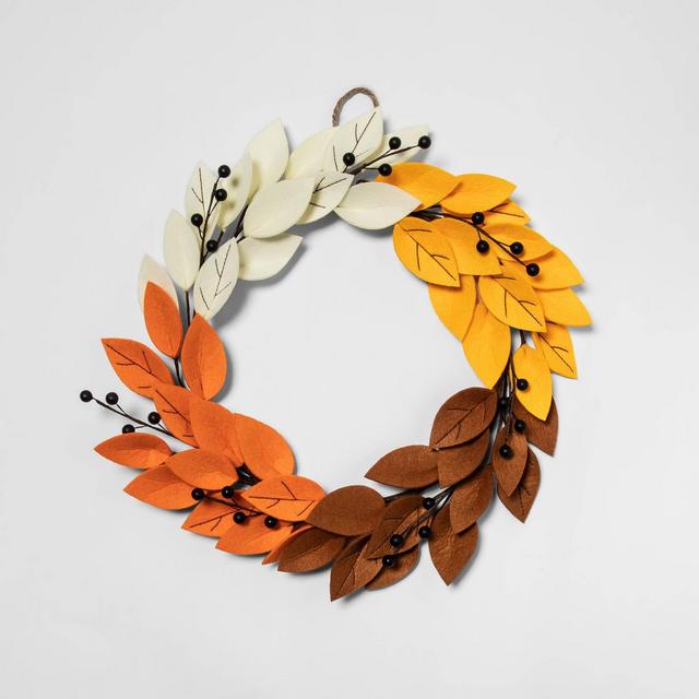 Harvest Leaves with Berries Felt Wreath - Hyde & EEK! Boutique™