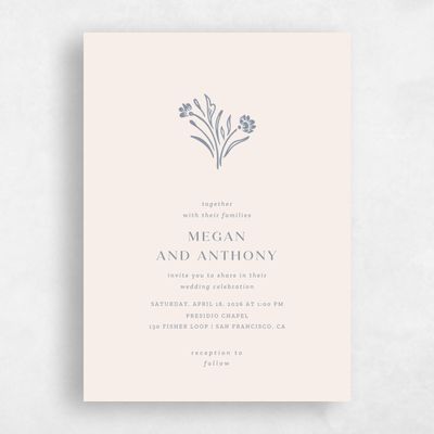 Dusty Blue Wedding Invitation - Basel Classic