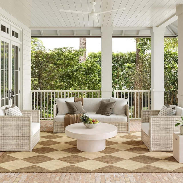 nuLOOM Outdoor Performance Collection Sabina Brown/Ivory, 9'6" x 12', Soft, High Traffic, Stain Resistant, Easy Clean, Durable Area Rug for Indoor/Outdoor Patio, Deck, Porch, Garden, Courtyard